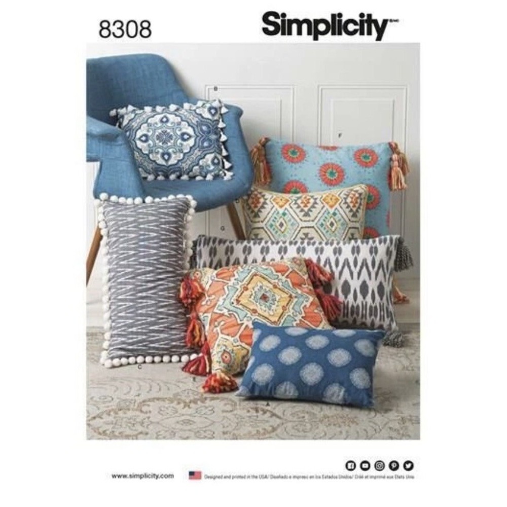 Simplicity Sewing Pattern 8308 Pillows Different Shapes Sizes One Size Uncut